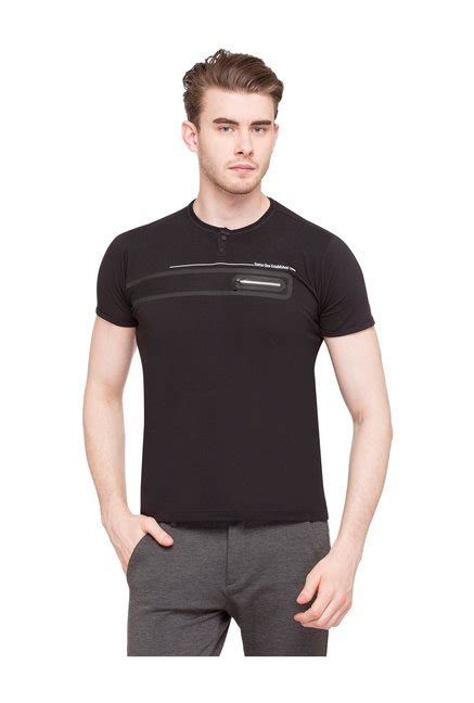 Buy Black Solid Polo Collar T Shirt for Plus Size | Status Quo