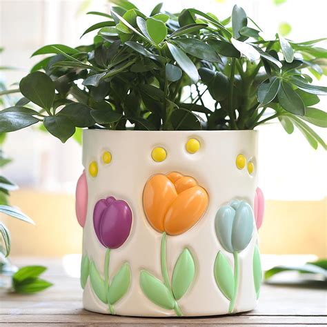 Amazon.com : GUGUGO Colorful Tulip Planters, Cute Unique Plant Pots ...