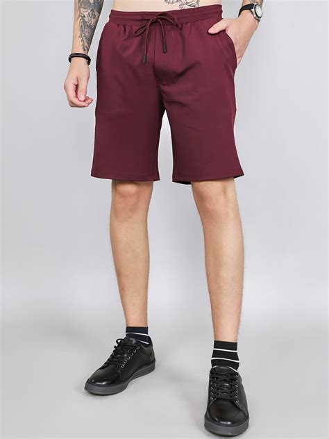 Buy Men Maroon Solid Smart Fit Bermuda Online in India - Monte Carlo