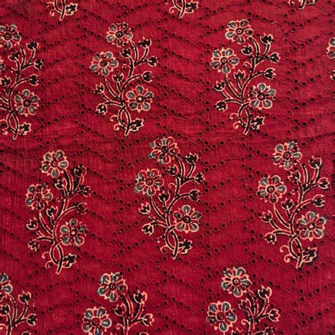 Pure Cotton Hakoba Ajrak Rust Red With Rust Blue And Black Big Flower ...