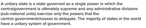 Unitary form of government define with example - Brainly.in
