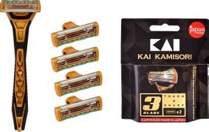 Kai Kamisori 3 Blade Razor with (1 pack cartridge - 4 pieces), Men ...