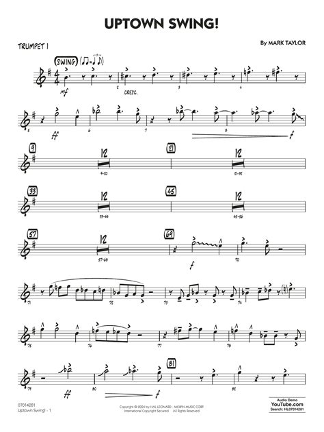 Uptown Swing! - Trumpet 1 by Mark Taylor Sheet Music for Jazz Ensemble ...