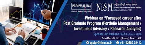 Webinar on "Focused career after Post Graduate Program (Portfolio ...