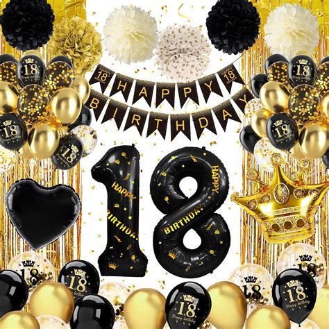 18th Birthday Decorations Black Gold, 18th birthday party decorations ...