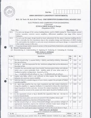 CMOS Analog IC Design (R20D): Question Bank for M.Tech VLSI & ES - Studocu