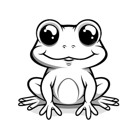 Cute Cheerful Frog Cartoon Character Line Art, Frog Clipart, Art ...