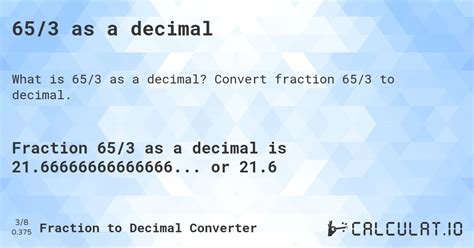 65/3 as a decimal - Calculatio