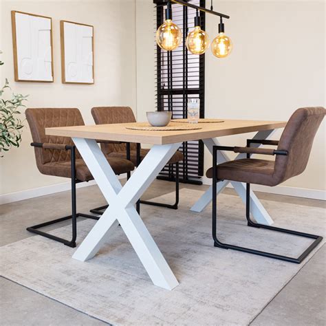 Eettafel Bruin X-poot 180 x 80 x 76 cm Lenzo - Melamine ...