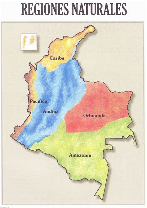 Mapa de las regiones naturales de Colombia