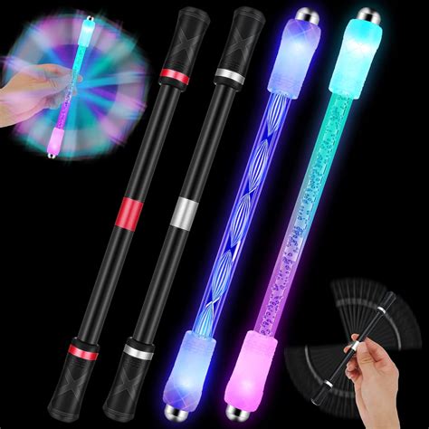 Buy 4 Pieces Spinning Rotating Pen LED Light Fidget Pen Rolling Finger ...