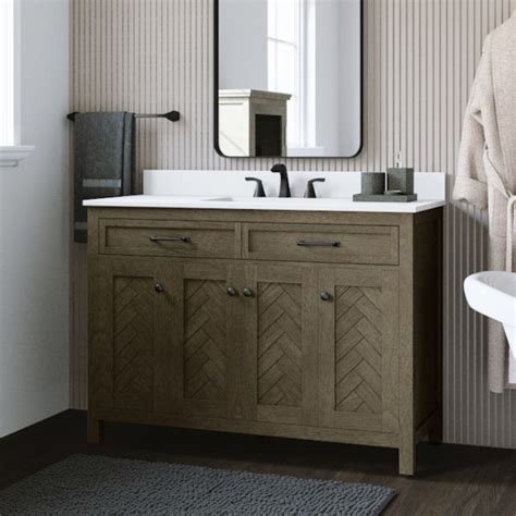 allen + roth Sullivan 48-in Light Brown Undermount Single Sink Bathroom ...