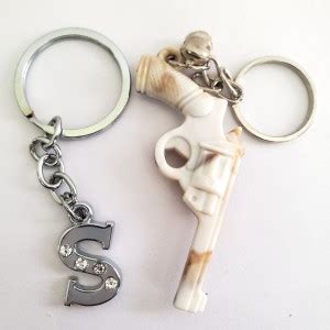 ShopTalk Marble finish Revolver Gun And Alphabet Letter S Key Chain ...