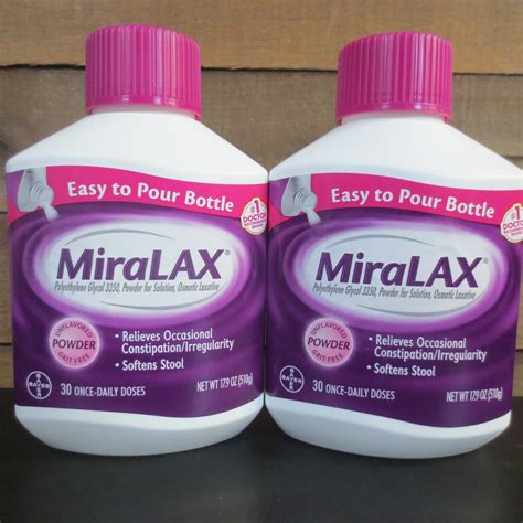MiraLAX 30-Day Laxative Powder - 2 BOTTLES 30 DOSE EACH BOTTLE ...