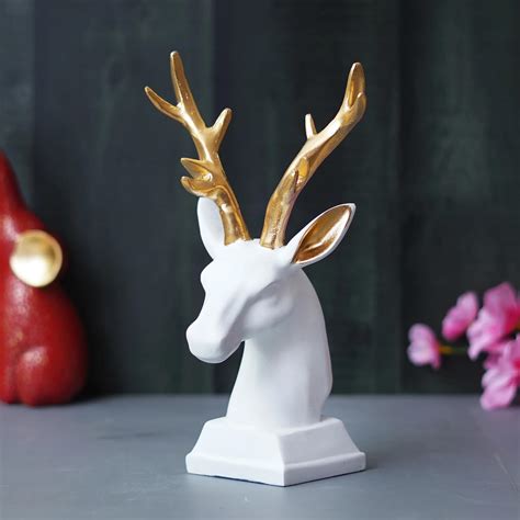 Buy Cortina Ceramic White Deer Statue for Home Decor - Aesthetic Home ...