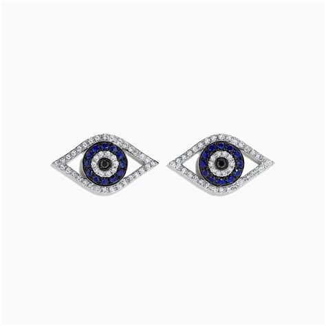 Beautiful white & blue stone-studded eye-shaped Evil Eye earrings ...