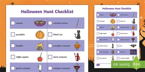 Halloween Aistear Halloween Night Hunt Checklist - Twinkl