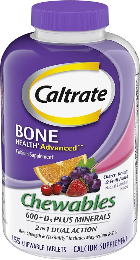 Caltrate Calcium & Vitamin D3 Supplement 600+D3 Plus Minerals Chewable ...