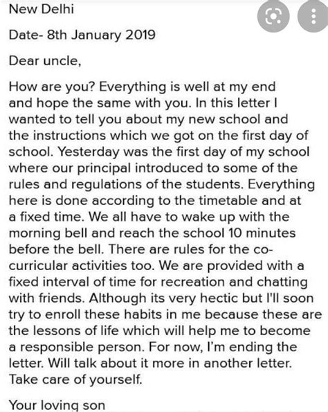 Write a letter to your uncle telling him at least four things your need ...
