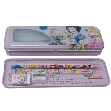 Metal Pencil Case with Stationery Items, Geometry Box for Kids