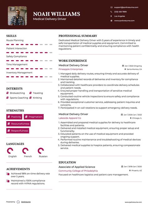 10+ Medical Delivery Driver Resume Samples & Templates for 2025
