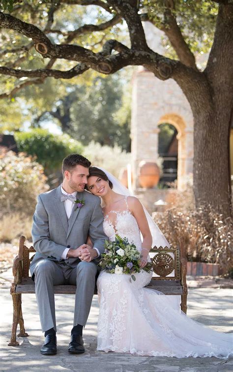 Layered Lace Wedding Dress with Asymmetrical Neckline - Essense of Australia Wedding Dresses