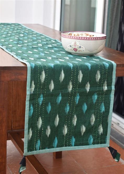Get Green And Black Ikat Reversible Table Runner - 13" x 60" at ₹ 900 ...