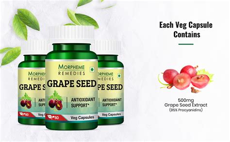 Morpheme Remedies Grape Seed Extract 500 mg - 60 Veg Capsules : Amazon ...