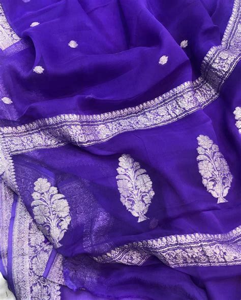 Italian Lavender Pure Kadhwa Chiffon Banarasi Saree — The Kaarighars