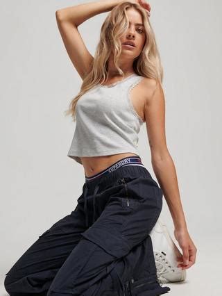 Superdry Low Rise Wide Leg Cargo Trousers, Eclipse Navy, 30