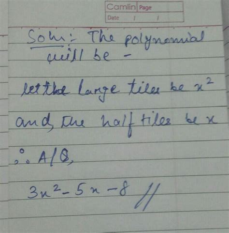 An algebra tile configuration. There are 3 large tiles, 5 tiles each ...