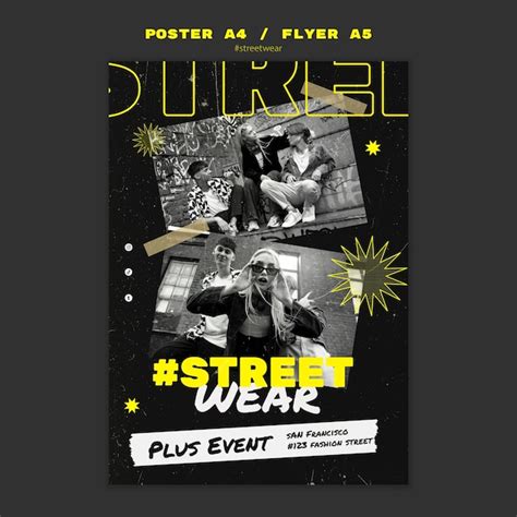 Flat design streetwear collection poster template | Free PSD