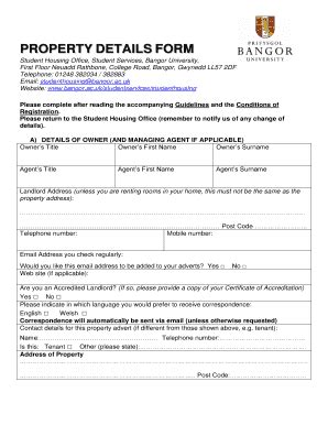 Fillable Online bangorstudentpad co PROPERTY DETAILS FORM ...
