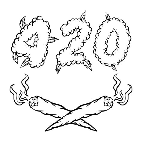 420 Words Lettering With Weed Smoke Ornate Vector Illustrations For ...