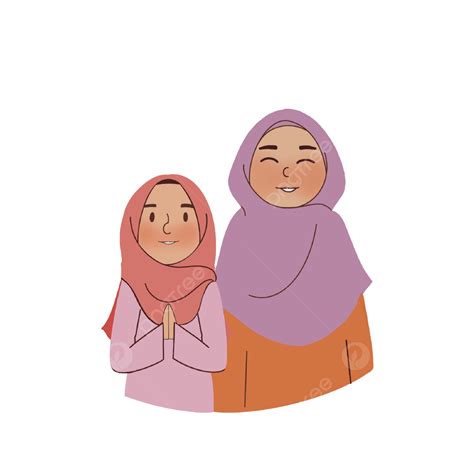 Mother Doughter PNG Picture, Muslim Mother And Doughter Illustration ...