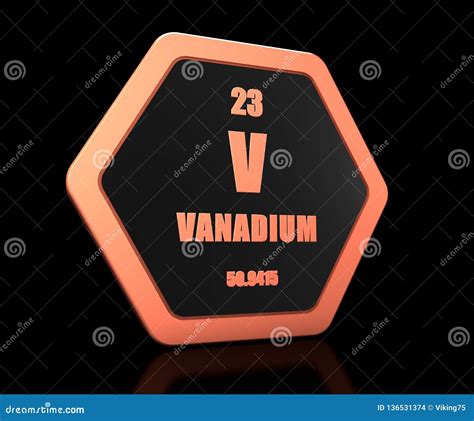 Vanadium Chemical Element Periodic Table Symbol Stock Illustration - Illustration of hexagonal ...