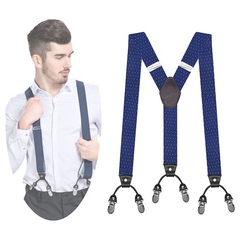 Buy GUSTAVE® Mens Suspenders Vintage Print Elastic Adjustable ...