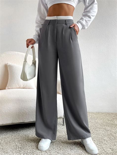 Elegant Pants Outfit, Grey Pants Outfit, Dress Pants, Grey Trousers ...