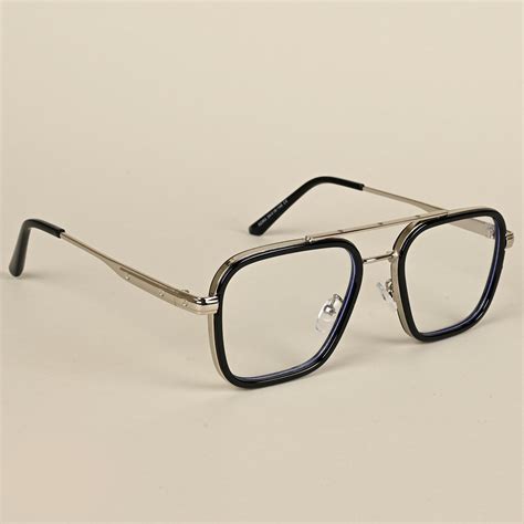 Voyage Maverick Silver & Black Wayfarer Eyeglasses for Men & Women (23 ...