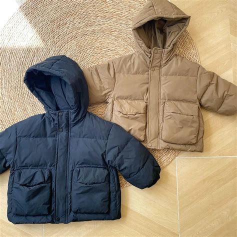 Children's Down Jacket Thick Hooded Warm Letter Solid Color Winter ...