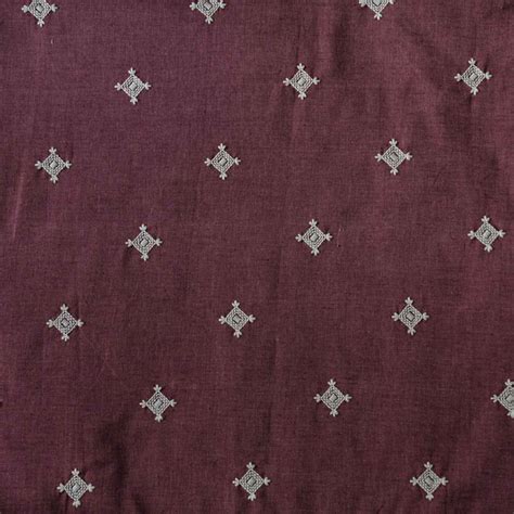 Pure Cotton Handloom Rosewood With All Over Embroidered Twinkling Star ...