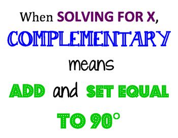 Image result for Complementary Angles Poster