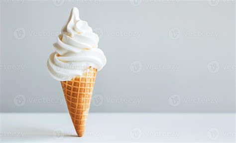 Vanilla Soft Serve Ice Cream Cone Against a Clean Background 43670366 ...