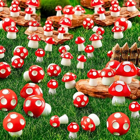 12pcs Miniature Fairy Garden Mushroom Resin Statues For Diy Landscape ...