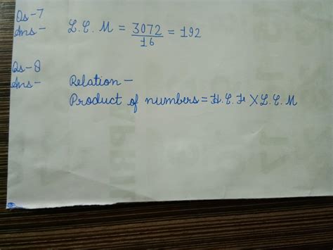 Q7. If the HCF of two numbers is 16 and their product is 3072 Findtheir ...