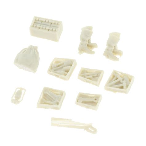 Hellery 11pcs Unpainted Toolbox Miniature Model Set 35 Scale Soldier ...