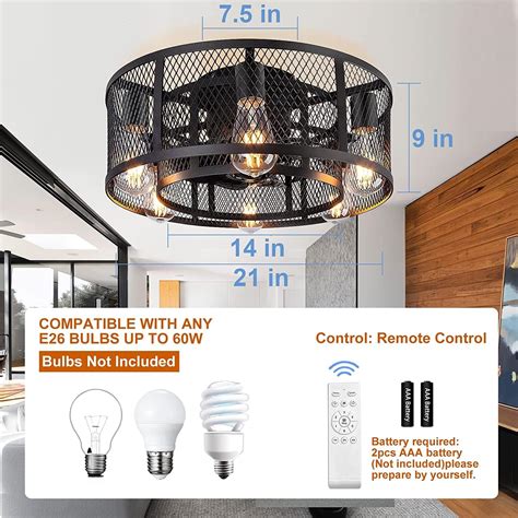 Ohniyou Cage Ceiling Fan with Light - 21'' Farmhouse India | Ubuy