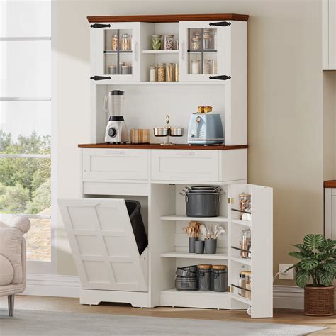 Uforic Kitchen Pantry Cabinet with Doors & Drawers, Storage Cabinet ...