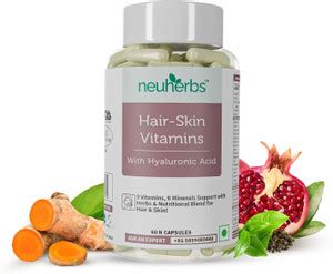 Neuherbs Hair Skin & Vitamin Supplement with Turmeric, Primrose Oil ...