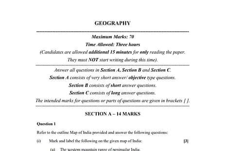 ISC Class 12 Geography Sample Question Paper 2023: PDF Download ...